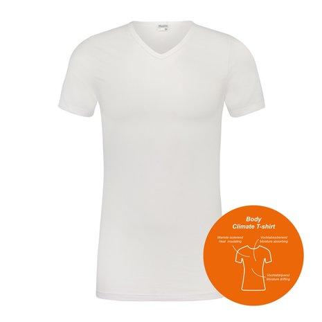 Body Climate T-shirt met V-Hals Wit